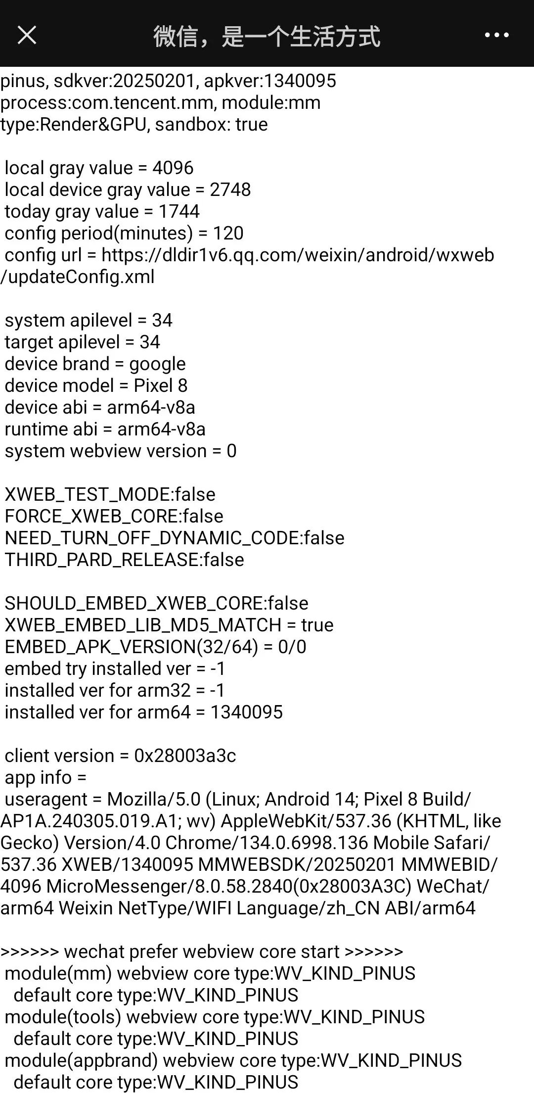 Version information displayed via show_webview_version