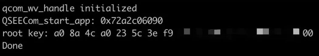 The 16-byte root key read in TA via ROP