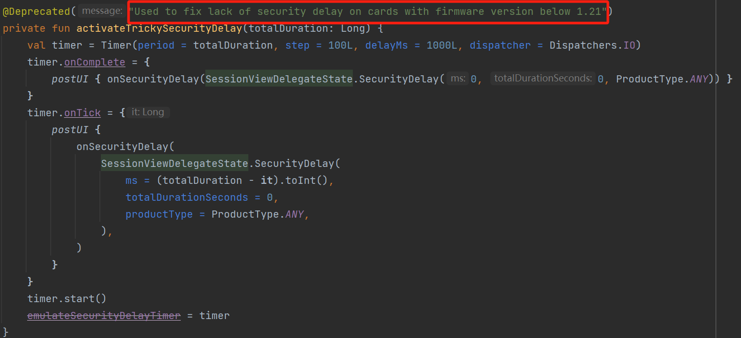Pre-1.21 Cards Lack the Security Delay Function, Delay is implemented Only in the App