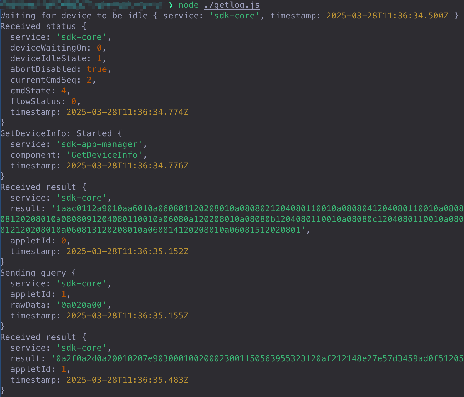 USB communication with the X1 wallet via CLI