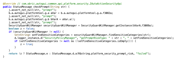 filters inside checkPrompt
