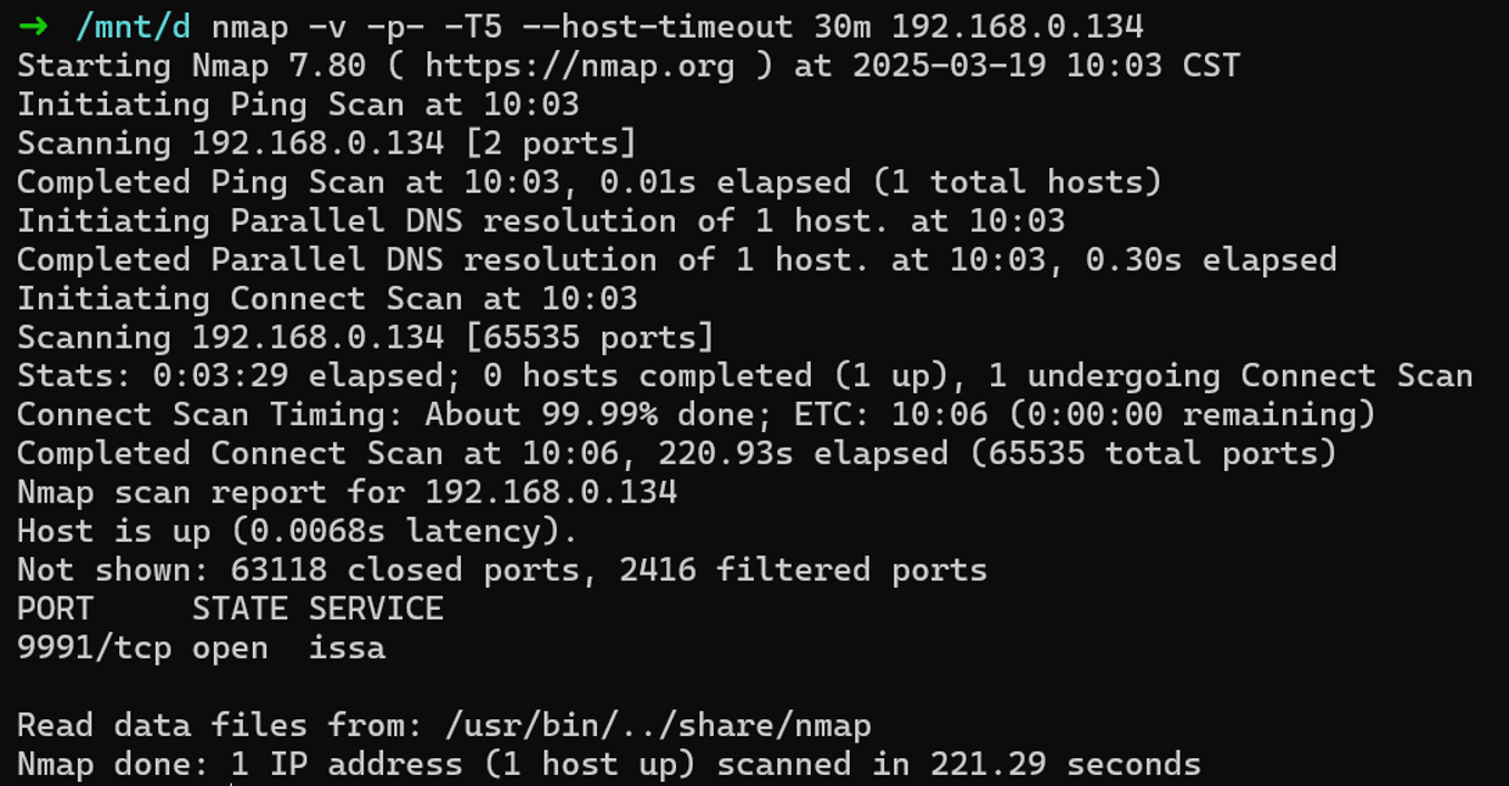 Port scanning of GO2 Pro